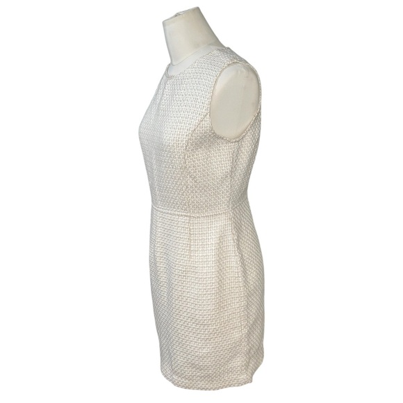 LOST APRIL  Anthropologie Sheath Tweed Dress Small S White Gold Sleeveless - Picture 2 of 4